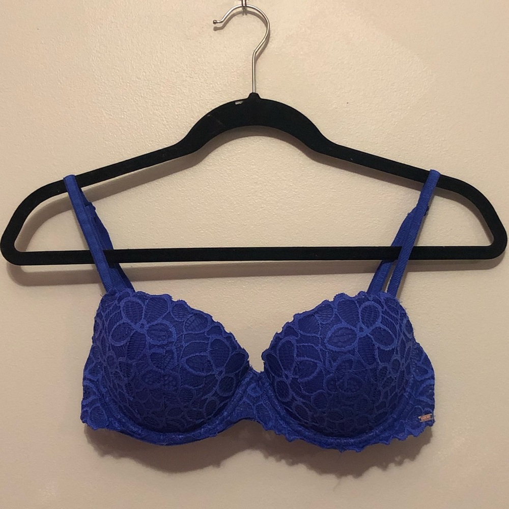 VS PINK date push up lace royal blue